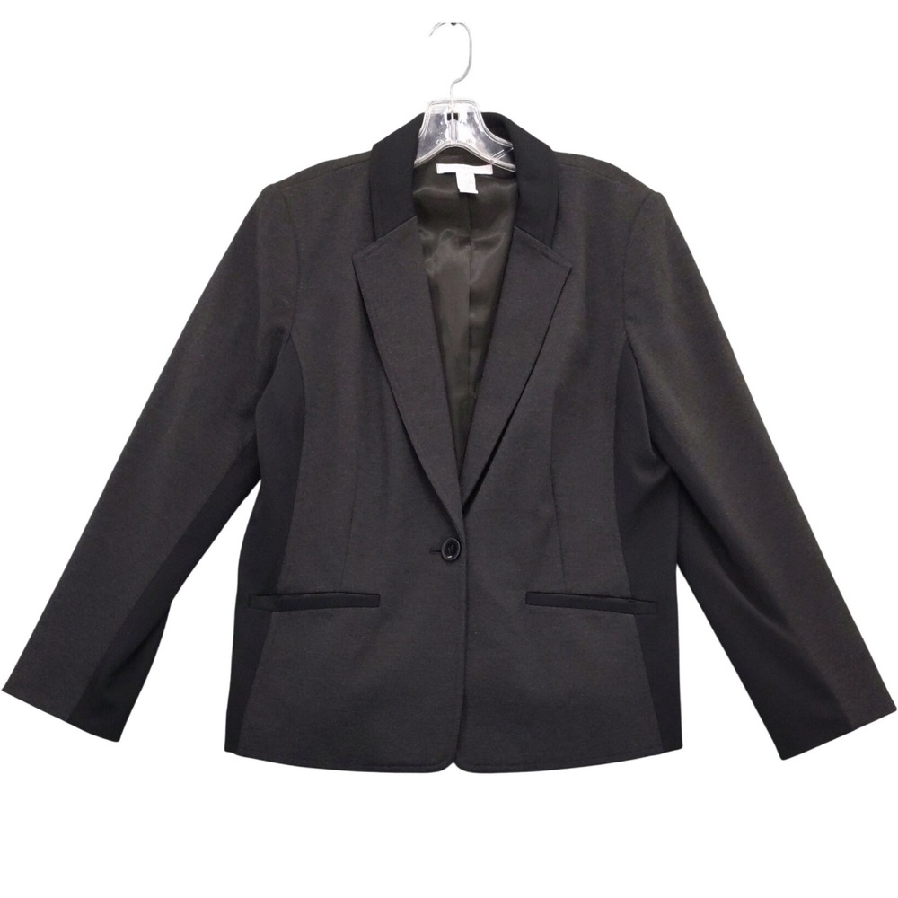 Chico's Women's Blazer Jacket Size 2 L Black One Button Career Office